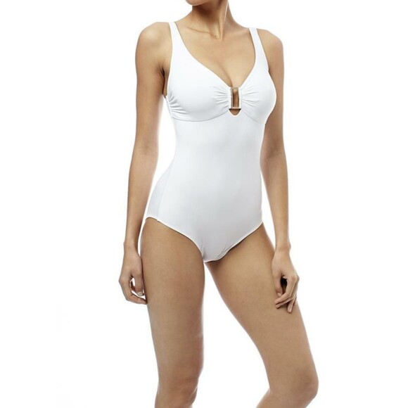NWT MELISSA ODABASH 44 M white one piece swimsuit $248 underwire